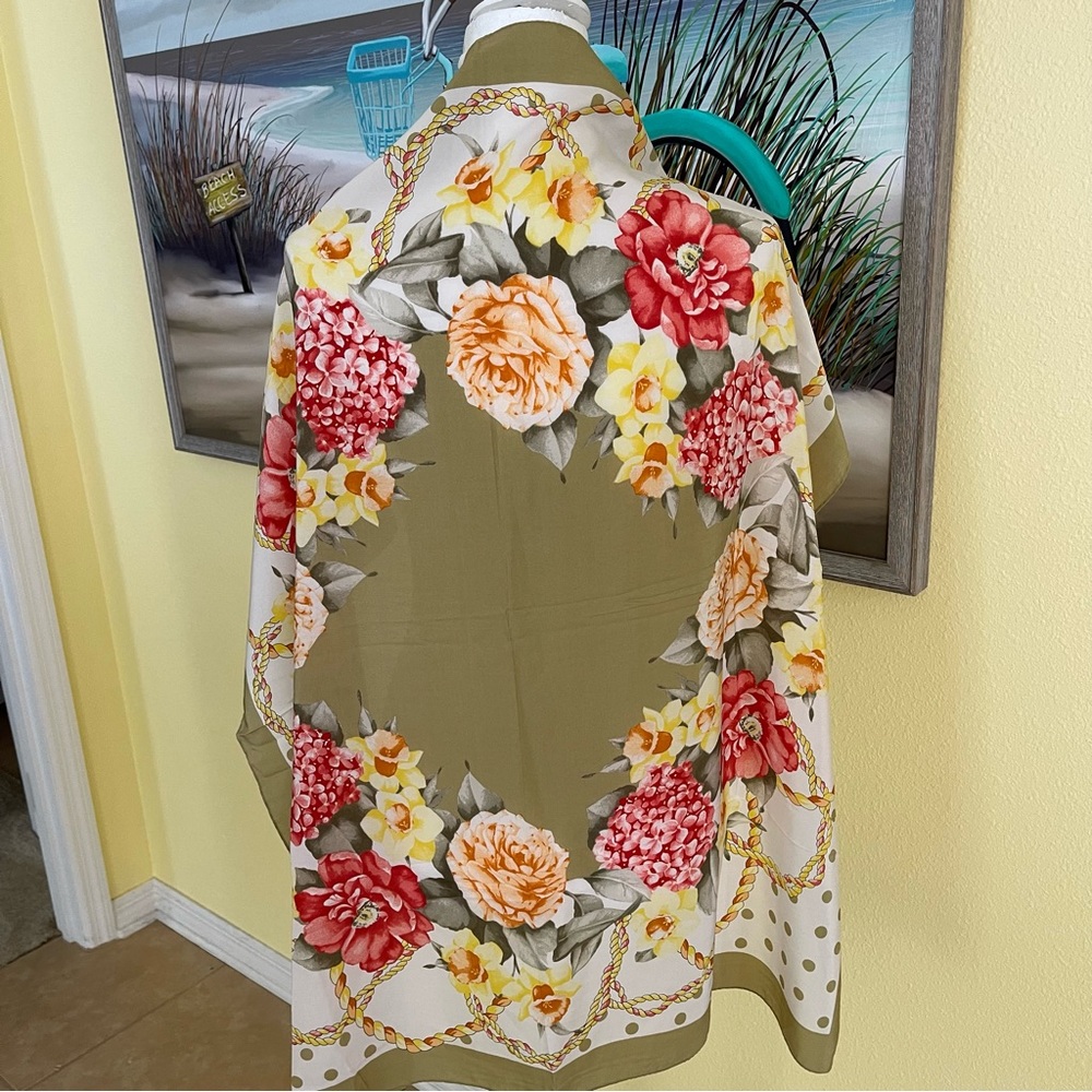 Italian Silk Scarf Daffodil Floral Square
